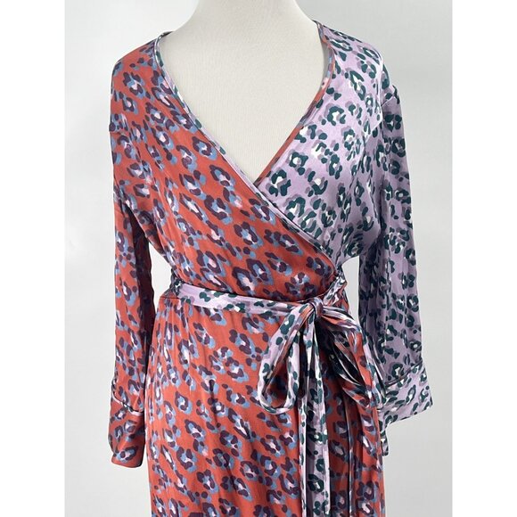 Rachel Antonoff Leopard Mixed Print Willow Wrap Dress Sz Medium - Picture 2 of 6